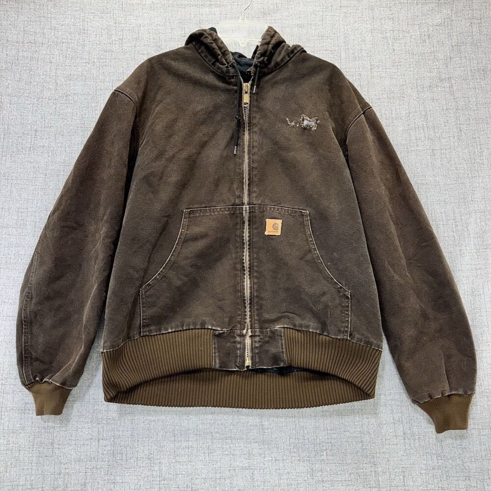 Vintage Carhartt Jacket Men's Large Canvas Quilt Lined Bomber J130 DKB